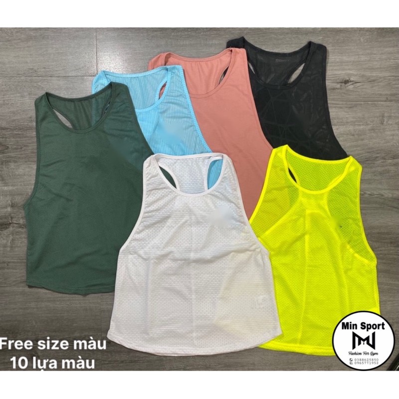 ÁO TANKTOP TẬP GYM, YOGA NỮ - ÁO TANKTOP VẢI LƯỚI LƯNG GẤP SIÊU XINH