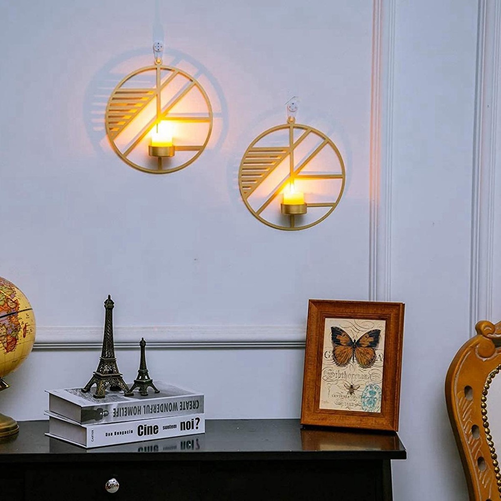YIYU Giá Đỡ Đèn Cầy Gắn Tường Thiết Kế Hình Học Hiện Đại Trang Trí Phòng Ngủ