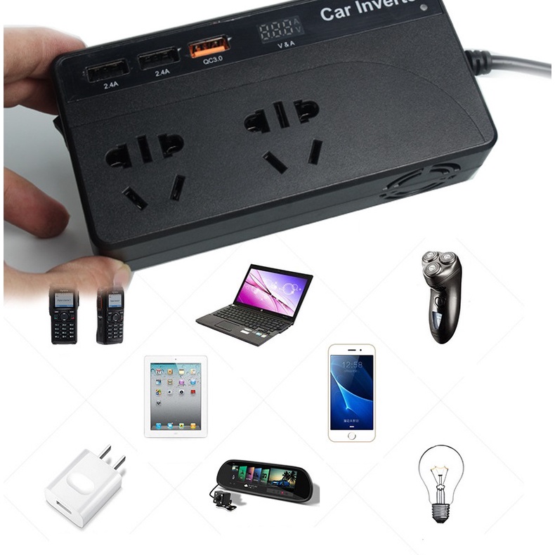 Bộ Chuyển Đổi Nguồn Điện DC 12V Sang AC 110V/220V 200W