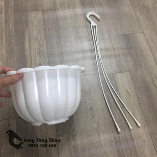 Chậu treo trồng dâu tây cây kiểng - màu trắng