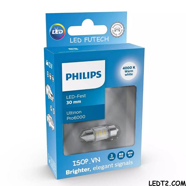 [LEDT2 ISOP] Đèn trần Philips Festoon Ultinon Pro6000 [Số lượng: 1 bóng] [Bảo hành: 5 năm]