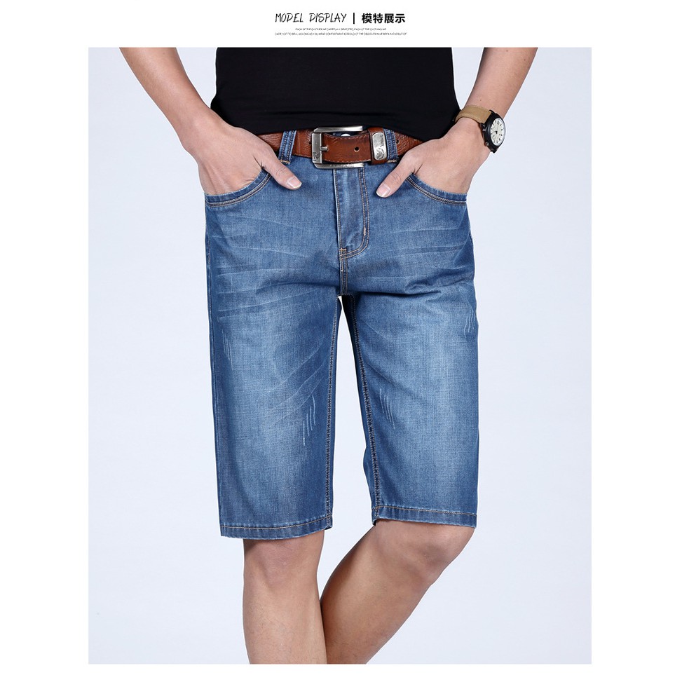 Seluar Quần Short Jean Cotton Mềm Mỏng Thời Trang Mùa Hè Cho Nam Size 28-38