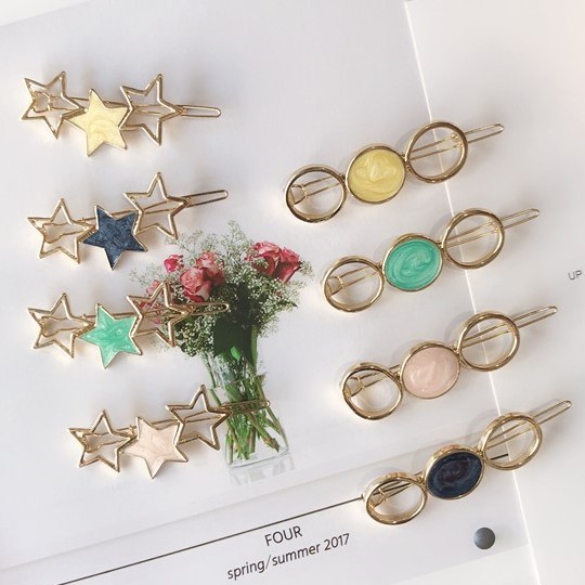 Korean version star and round hairpin B841