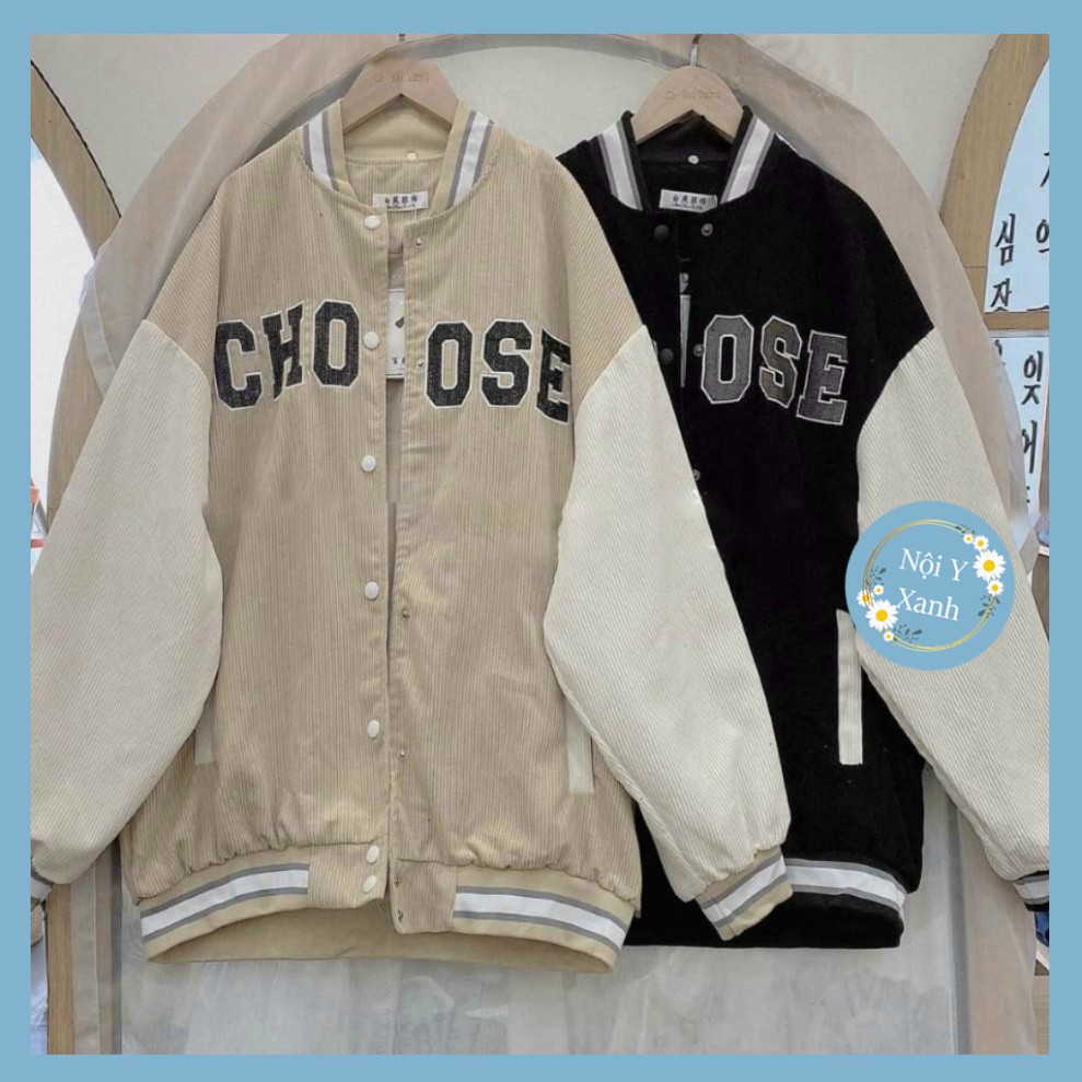 Áo khoác bomber nam nữ thu đông choose, vải nhung tăm 2 màu năng động chất thoáng mát, hút mồ hôi
