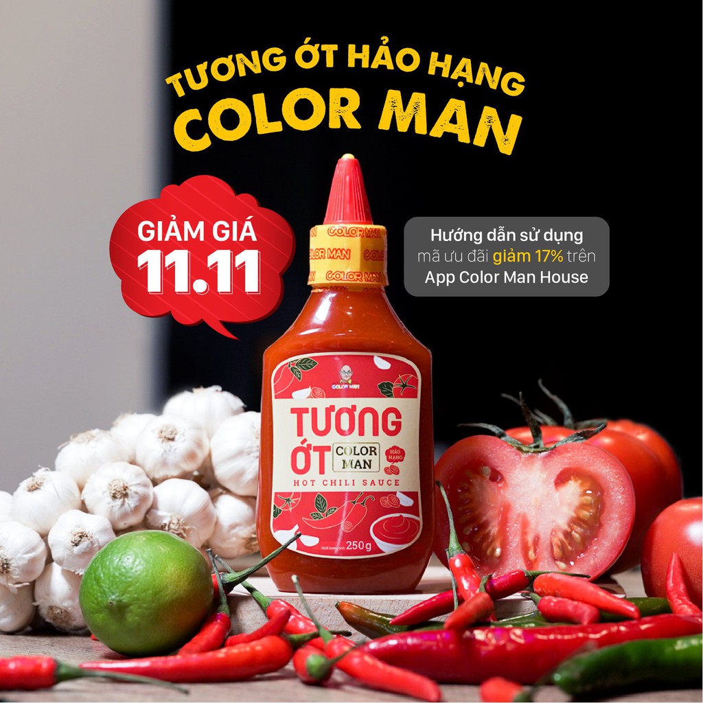 Tương Ớt Hảo Hạng Color Man Chai 250g thành phần ớt tươi đến 34% cao nhất thị trường hương tỏi và ớt lên men | BigBuy360 - bigbuy360.vn