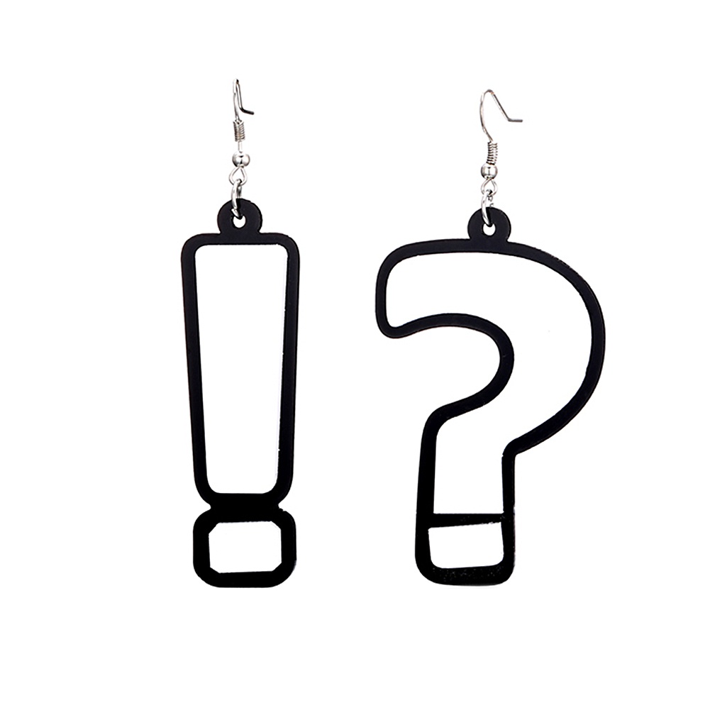 Đôi khuyên tai hình dấu chấm than và chấm hỏi cá tính thời trang cho nữ