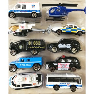 Set 10 xe cảnh sát kim loại