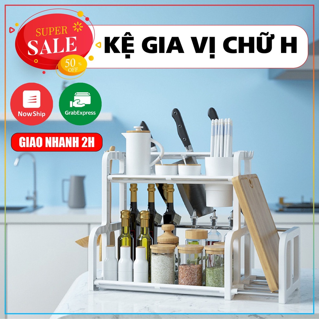 Kệ Đựng Gia Vị Nhà Bếp Chữ H siêu chắc chắn kèm chỗ để thớt