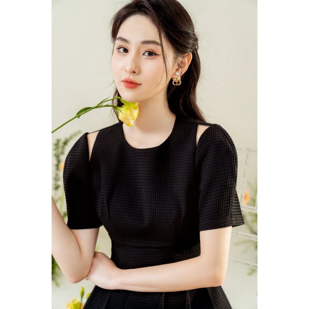 Áo peplum hở vai phối lưới, áo sơ mi nữ kiểu công sở sang trọng lịch sự kín đáo TIINSTORE  AHN384