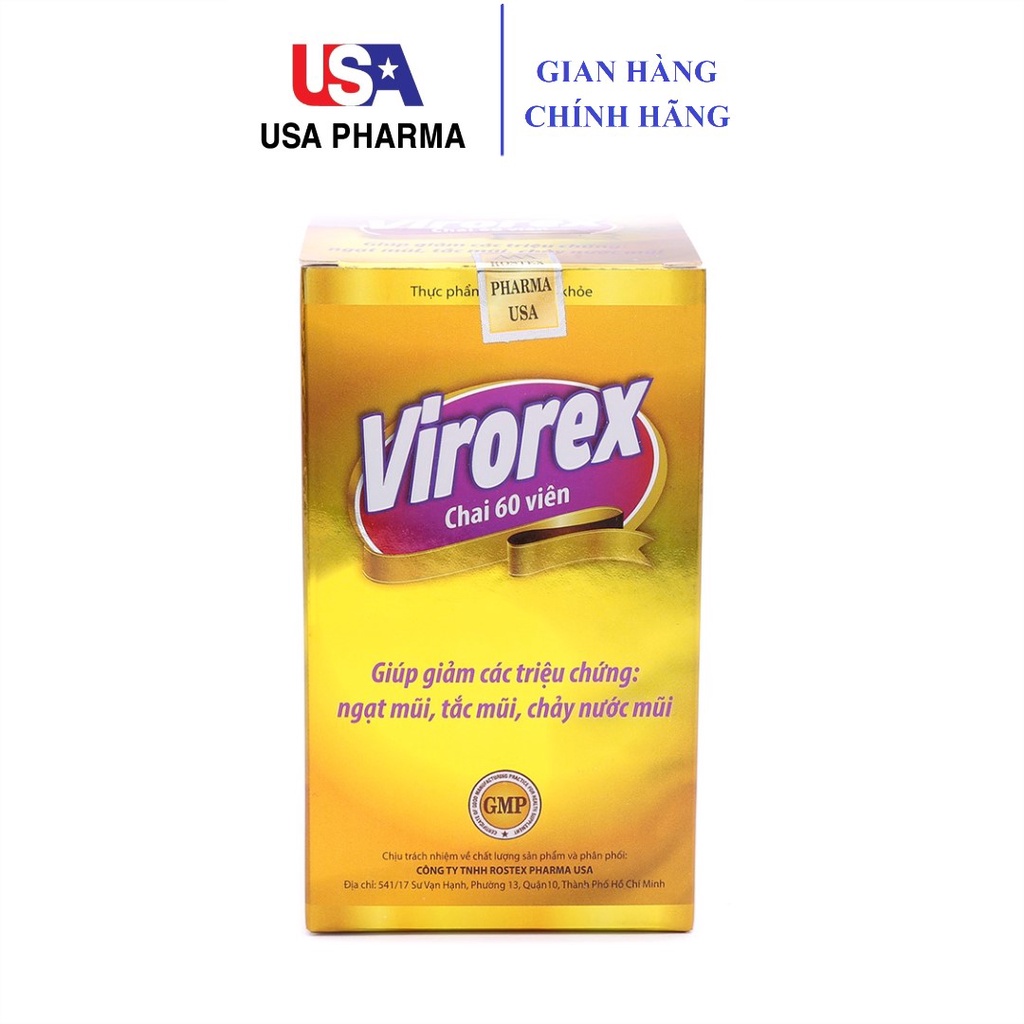 Viên uống VIROREX giảm ngạt mũi, tắc mũi, chảy nước mũi - Hộp 60 viên