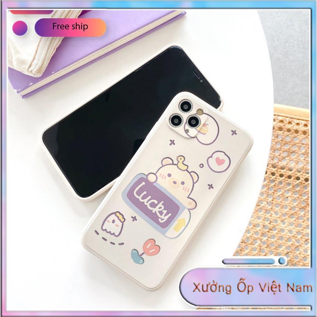 Ốp lưng iphone 5s/6/6plus/6s/6splus/7/7plus/8/8plus/x/xr/xs/11/12/pro/max/plus/promax Gấu Lucky Xưởng D144