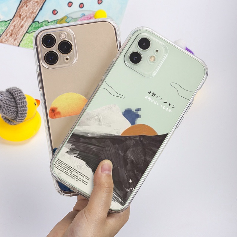 Ốp lưng iphone 6, 6s plus, 7 8 Plus, X, XS, XR, XSMAX, 11, 12, 13 PROMAX TRONG SUỐT NÚI ĐỒI TRỪU TƯỢNG PKVN