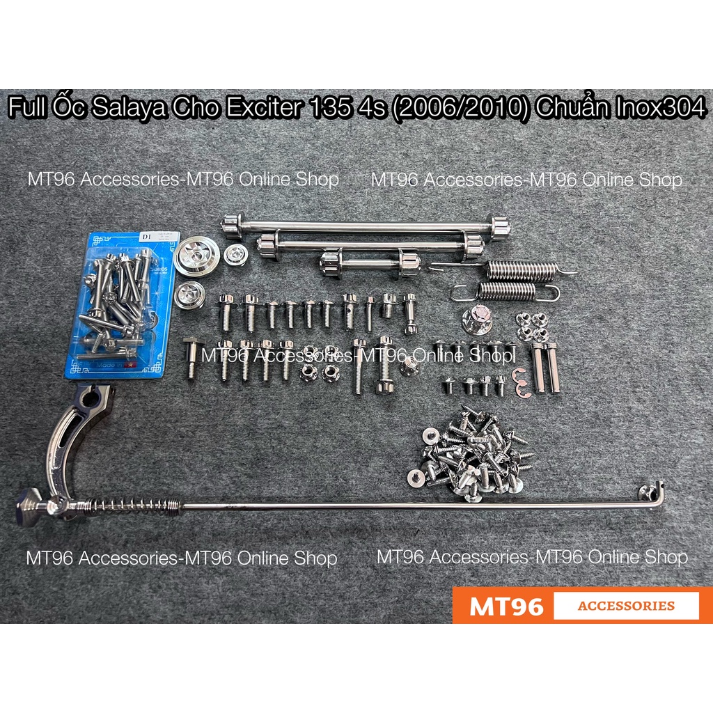 Full Ốc Salaya Cho Exciter 135 4s  Chuẩn Inox304 Không Gỉ Sét, Siêu Sáng