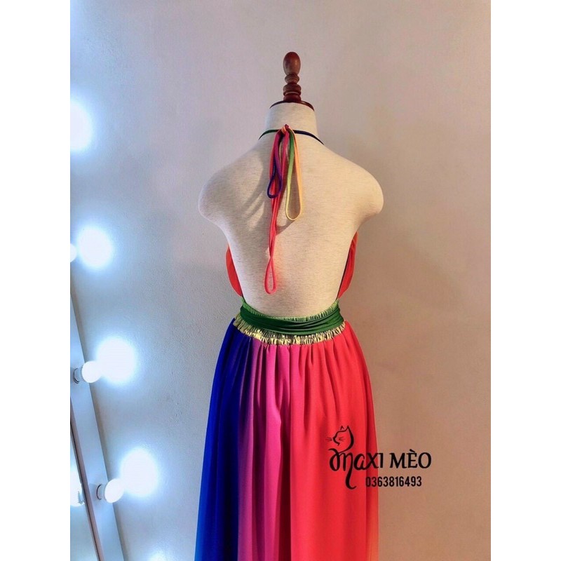 MAXI LOANG CỔ YẾM CẦU VỒNG HỞ LƯNG CỘT EO CƠ MÚT NGỰC SIÊU XINH SIÊU HOT