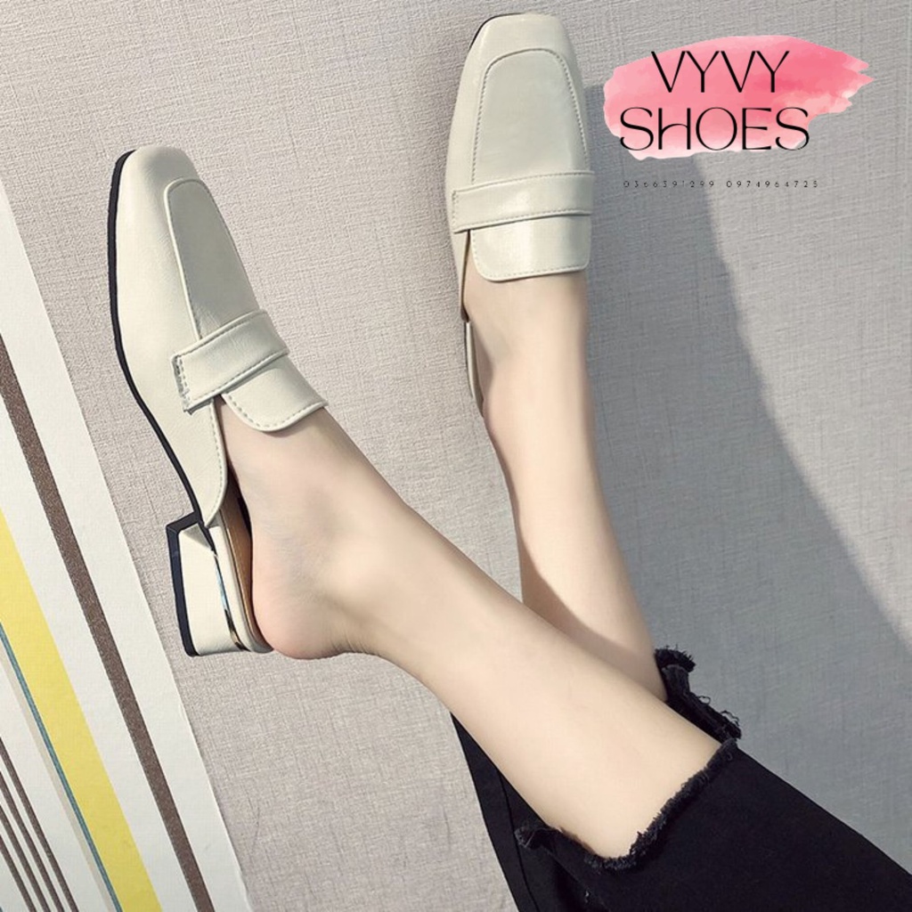 Giầy sục nữ mũi vuông phong cách da mềm cá tính VYVYSHOES19