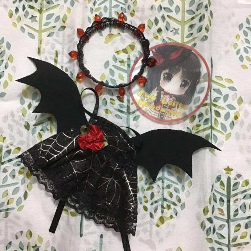 Outfit doll 15cm/17cm - Váy Halloween mạng nhện cánh dơi