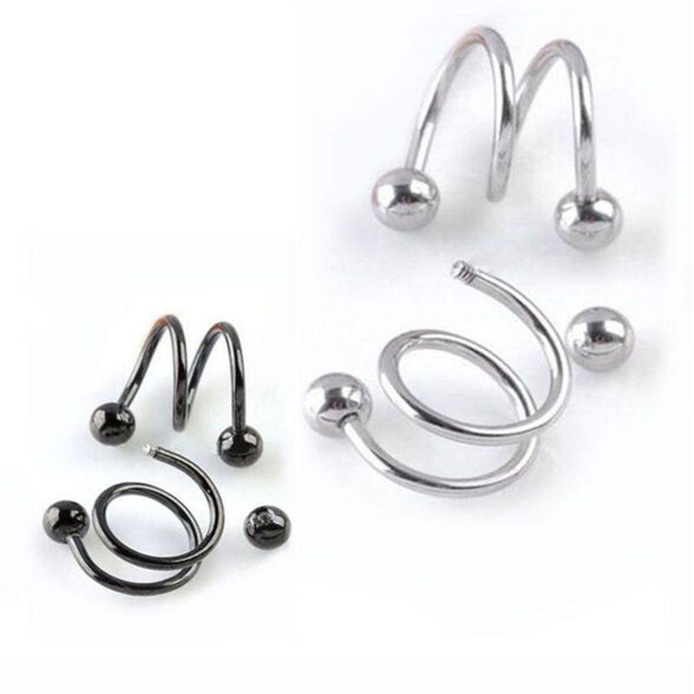 Bộ 2 Khuyên Mũi Xoắn Ốc Bằng Thép Không Gỉ Thời Trang