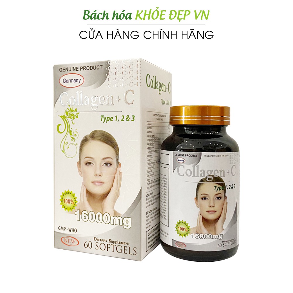 [Mã 77FMCGSALE1 giảm 10% đơn 250K] Viên uống đẹp da Collagen +C Type 123 giảm thâm nám tàn nhang - Hộp 60 viên