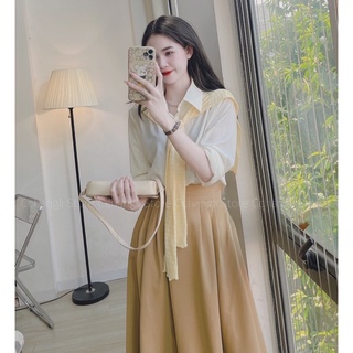 Áo sơ mi trơn kèm khăn hàng QC