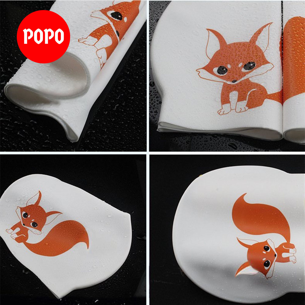 Mũ bơi người lớn, nón bơi người lớn silicone in hình cho nam nữ chống trơn trượt, ngăn nước SPORTY