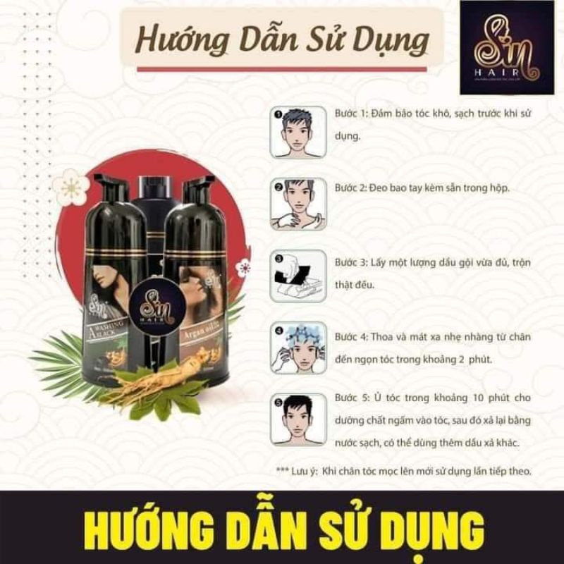 Dầu Gội Nhuộm Tóc Phủ Bạc Nhân Sâm SIN HAIR 500ml - TN008