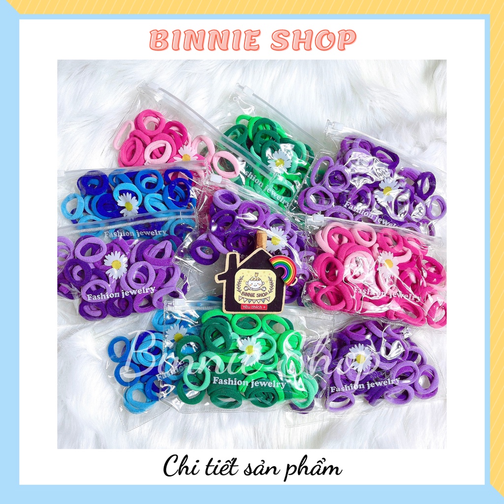 Set túi zip dây thun buộc tóc màu sắc dễ thương cho bé gái - BINNIE SHOP