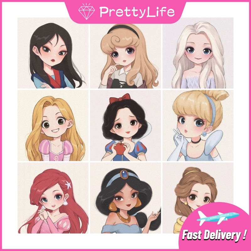 Tranh đính đá 5D tự làm hình công chúa Disney 30x30cm/40x40cm/50X50cm