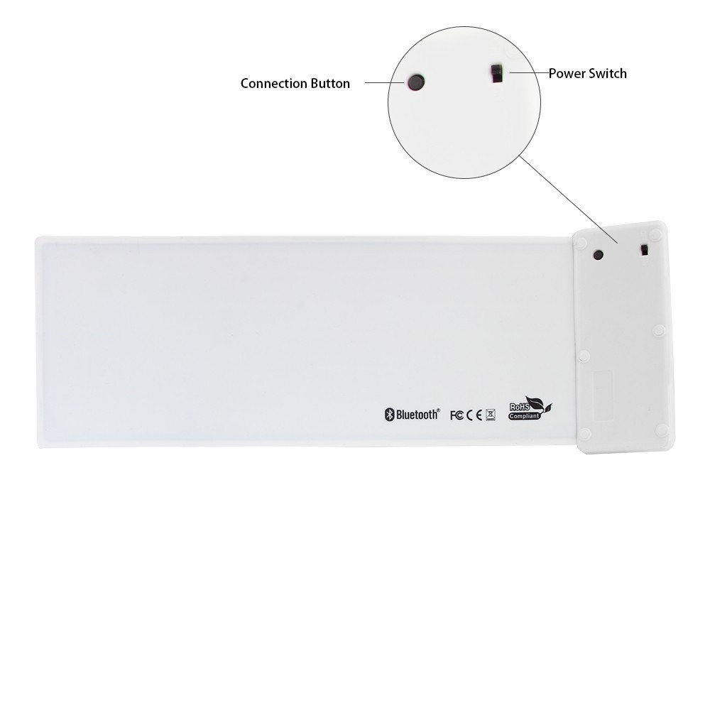 Bàn Phím Bluetooth Không Dây Mini Bằng Silicon Mềm Gấp Gọn Chống Thấm Nước Cho Điện Thoại Di Động / Máy Tính Bảng