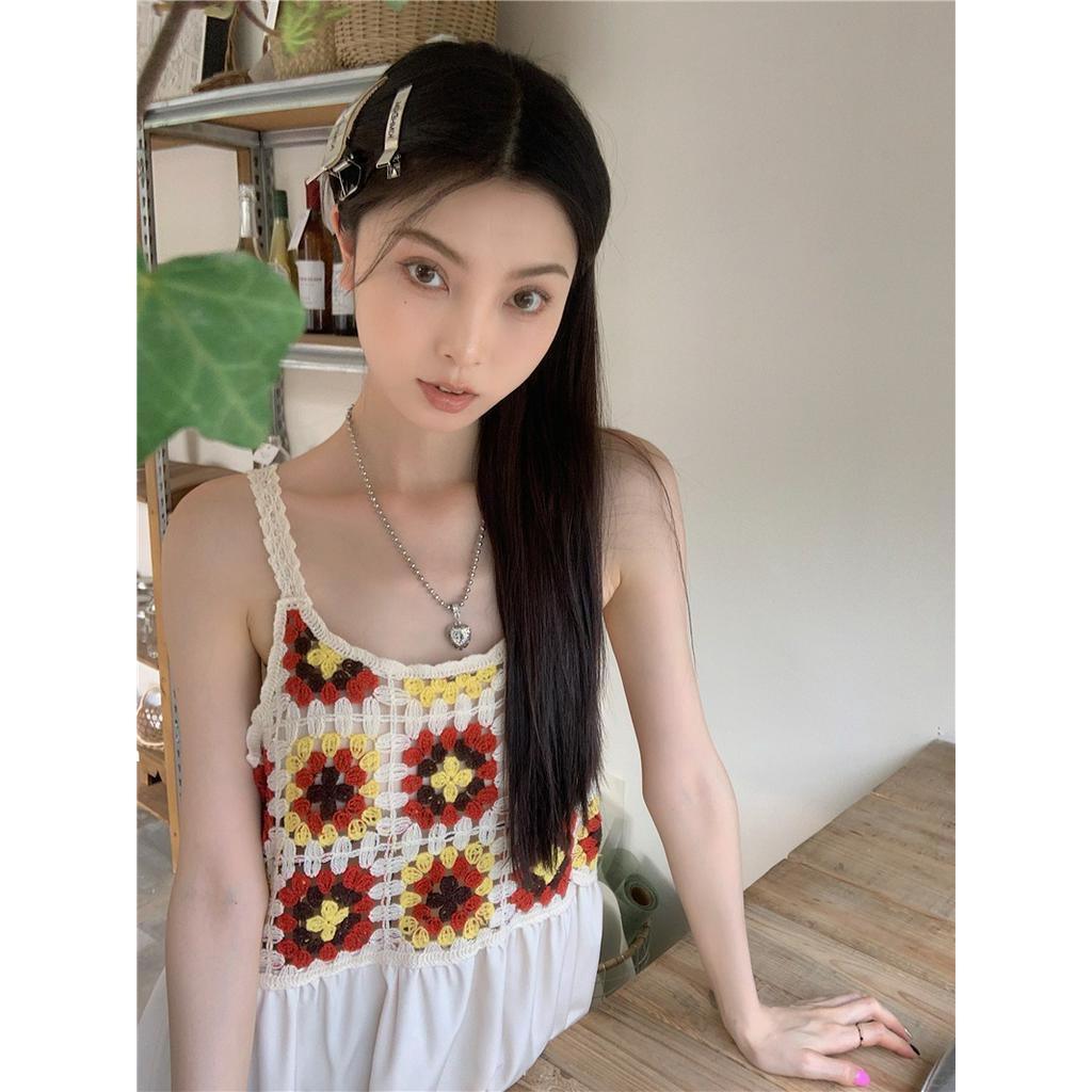 Váy Dài Đan Móc Xuyên Thấu Màu Sắc Tương Phản Thời Trang Mùa Hè 62101