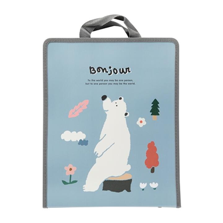 Túi Đựng Tài Liệu ARTBOX Hàn Quốc Khóa Kéo In Hình Gấu Có Tay Cầm Tiện Lợi