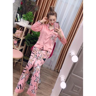 Đồ bộ tay dài lụa satin