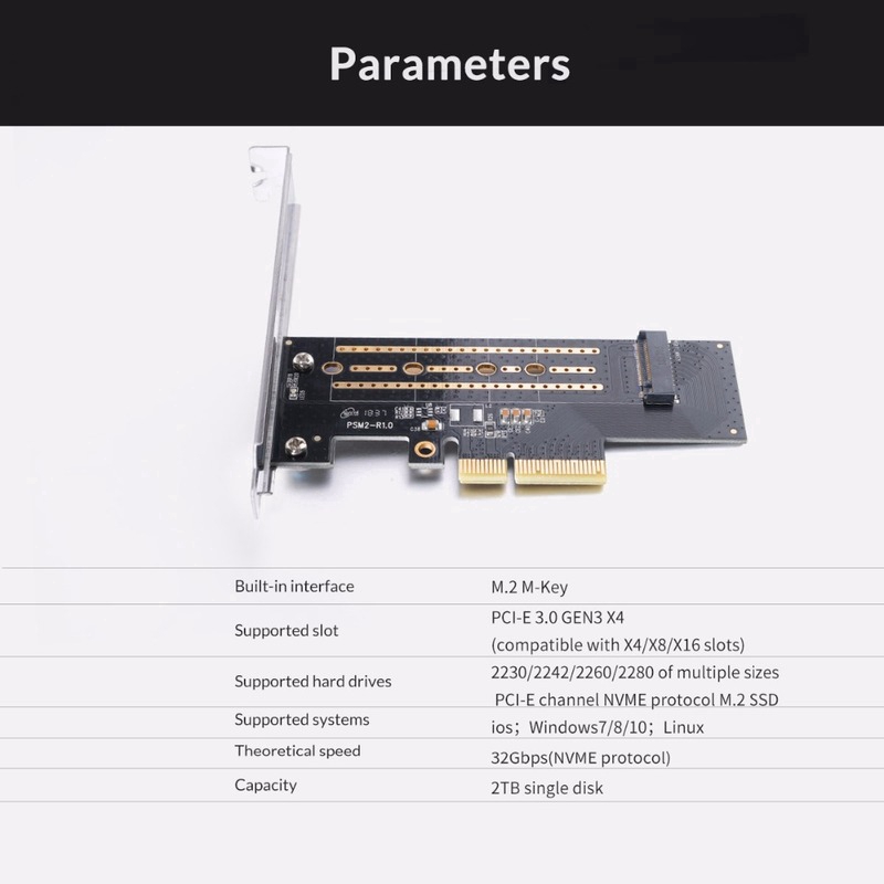 Orico card Mở Rộng Pcie pci-e Sang m2 nvme m.2 32gbps pci-e x4 / 8 / 16 mandb key ssd