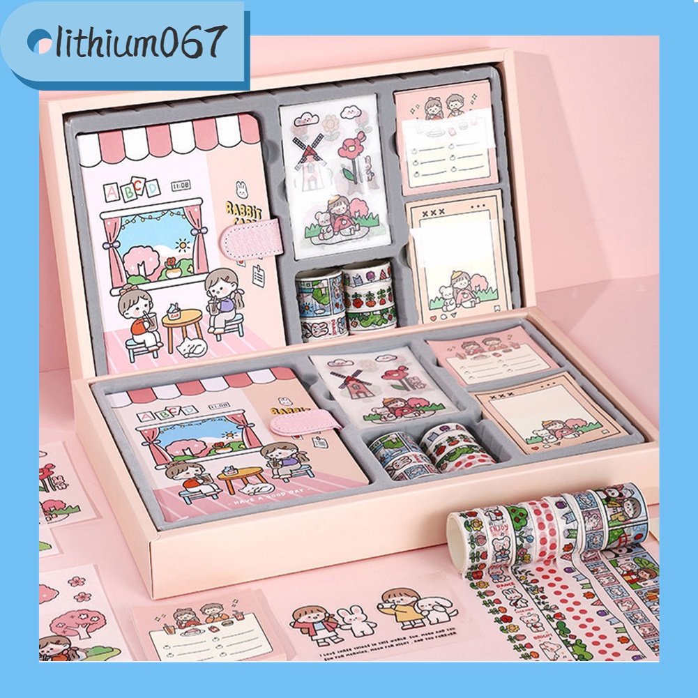 Lithium067 Set 54 Hộp quà tặng Sổ tay cô gái dễ thương -Sticker-Washi Tape -Giấy Note Sổ Ghi Chú hình dán công chúa sổ ghi chép sticker trang trí sổ quà tặng bạn gái