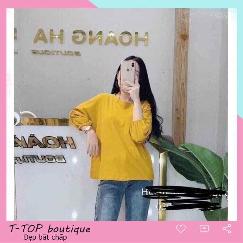 Áo nỉ nữ sweater dài tay trơn Thu Đông bo chun tay | BigBuy360 - bigbuy360.vn