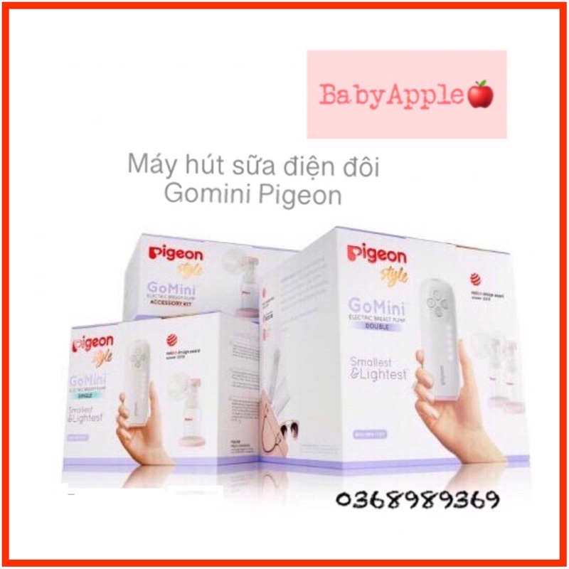 Máy hút sữa điện đôi Pigeon Gomini hàng chính hãng nhỏ gọn giá rẻ (Tặng kèm sạc dự phòng 10000 mAh)