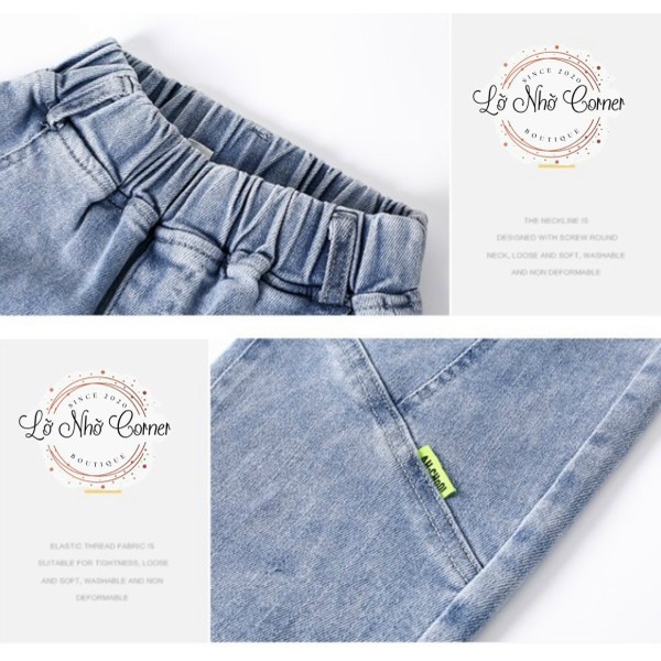 Quần jean jogger bò bé trai gái dáng rộng thời trang phong cách hàn quốc size đại 3/4/5/6/7/8/9/10/11/12 tuổi, 13-50kg