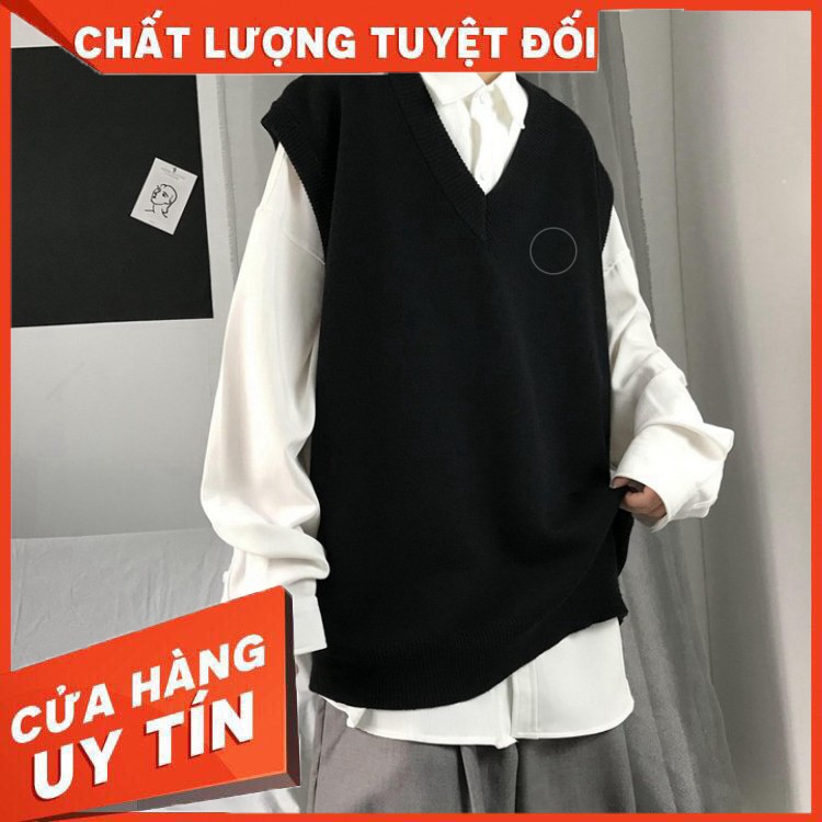 HÀNG NHẬP KHẨU -  Áo len ba lỗ thu đông unisex dáng suông rộng, áo gile nam nữ M-2XL - Hàng Nhập Khẩu