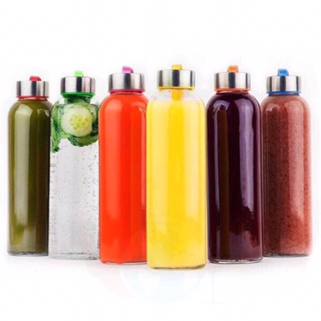 CHAI THUỶ TINH 500ML CÓ NẮP ĐẬY VÀ DÂY XÁCH HOẶC IN HÌNH CÓ DÂY XÁCH