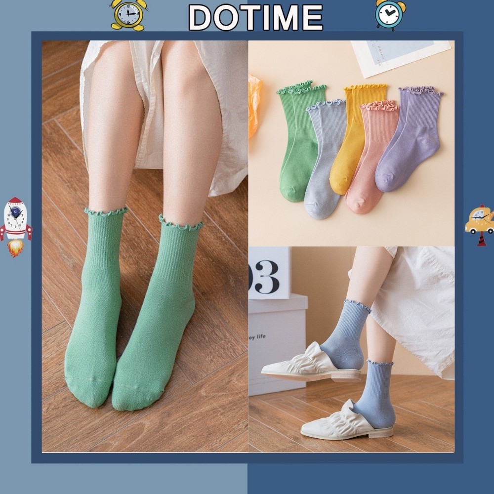 Tất bèo nhún Dotime tất nữ cổ cao phong cách vintage hàn quốc nhiều màu TN30