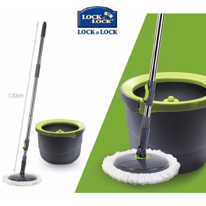 BỘ CÂY LAU NHÀ LOCK & LOCK XOAY TAY TỰ ĐỘNG TRỢ LỰC 360 ĐỘ VẮT NƯỚC SIÊU SẠCH KÈM THÙNG CHỨA NƯỚC, THIẾT KẾ NHỎ GỌN