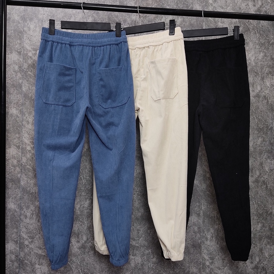 Quần jogger nam nữ nhung tăm 3655, quần len tăm unisex thu đông bo gấu Joker, Joger, Thể Thao