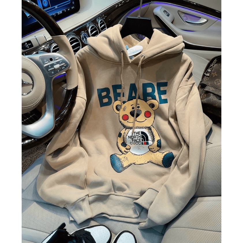 Áo Hoodies Nữ Chui Đầu Nón 2 Lớp Hình In Gấu Đẹp Form Rộng Mặc Thoải Mái [NEW UNISEX]