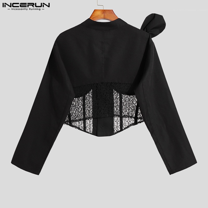 Áo sơ mi Incerun tay dài cổ chữ v cài nút họa tiết nơ bướm thời trang dự tiệc cho nam