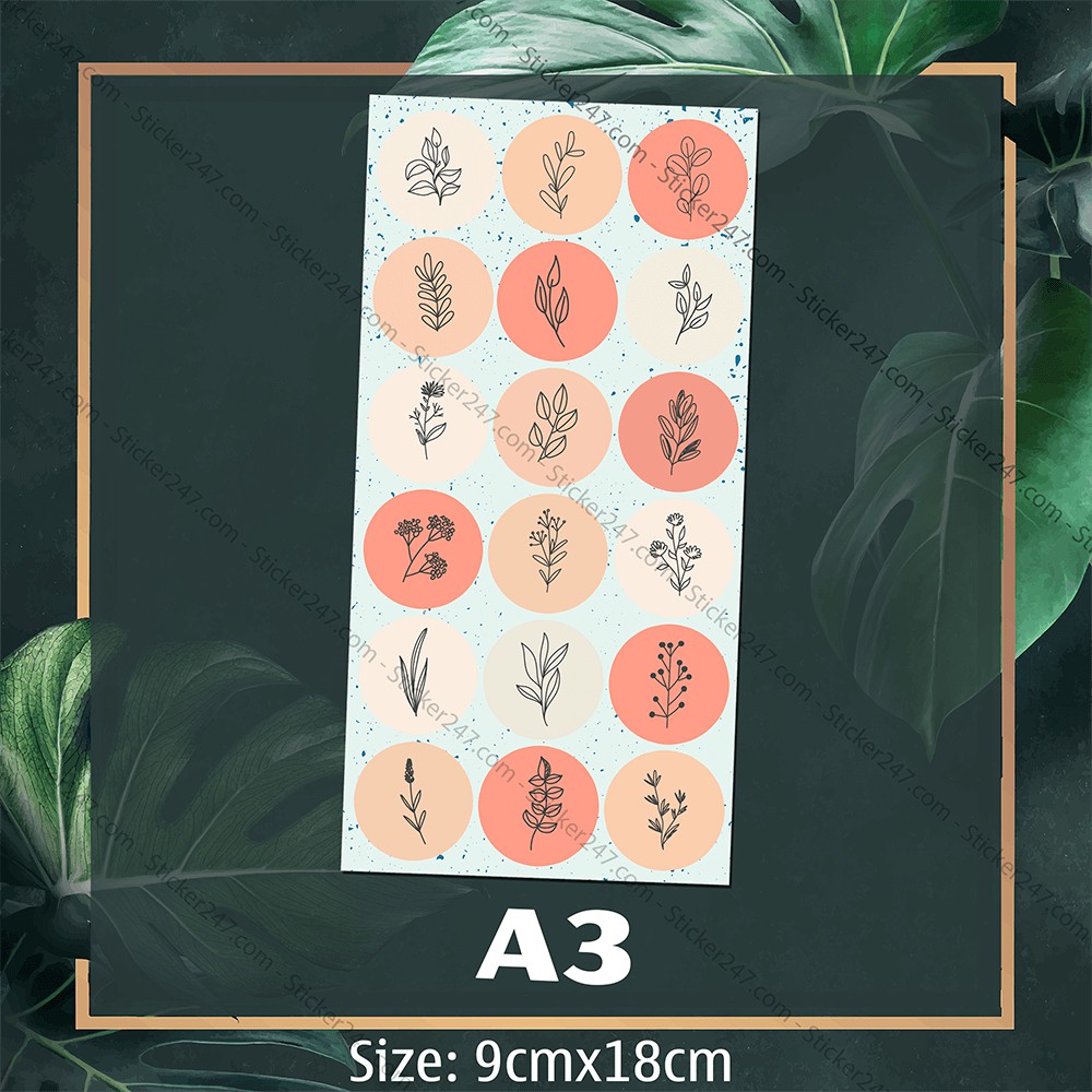 Sticker Giấy Dán Trang Trí Hình Tròn Vintage 𝑭𝒓𝒆𝒆𝒔𝒉𝒊𝒑 Nhãn dán Dot Trang Trí Sổ Planner Bullet Journal họa tiết