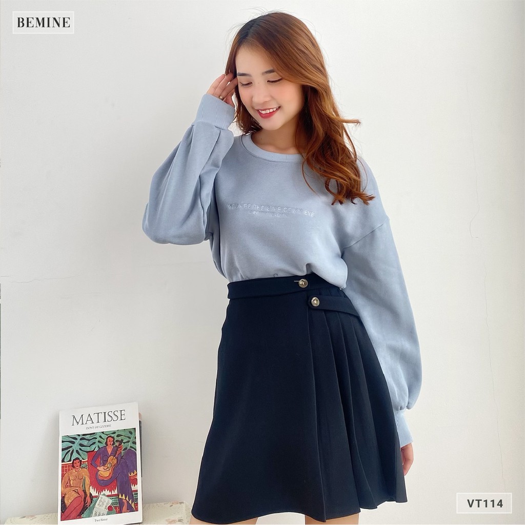 Chân váy dập ly 2 nút BEMINE VT114DEN | BigBuy360 - bigbuy360.vn