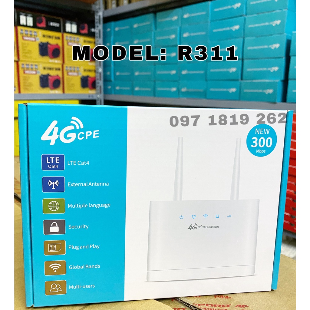 Bộ phát wifi từ sim 4g R311 Kết nối 32 thiết bị, lắp đặt camera, oto, xe khách