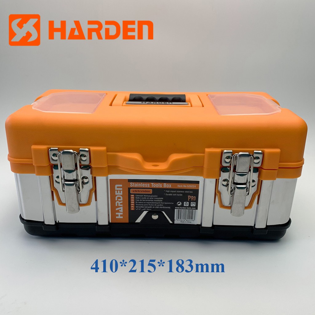 [Cỡ trung] Thùng đồ nghề Harden 520226 - Đai quây thùng Inox, kích thước 410*215*183(mm)