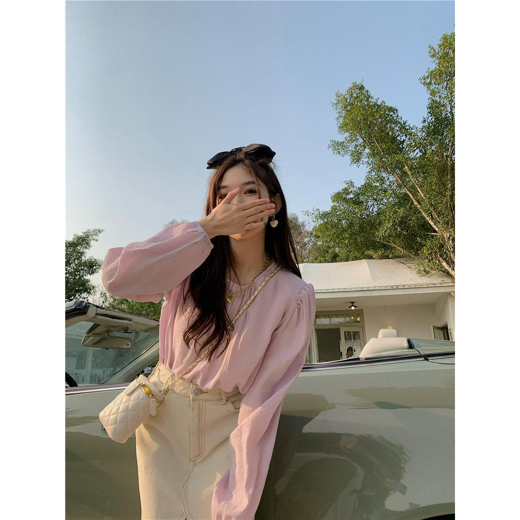 Áo Thun Cổ Tròn Dài Tay Có Đệm Vai Phong Cách Mới Mùa Xuân 61292