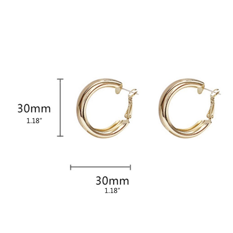 Bông Tai Nữ Dạng Tròn Mạ Vàng Dày 30mm