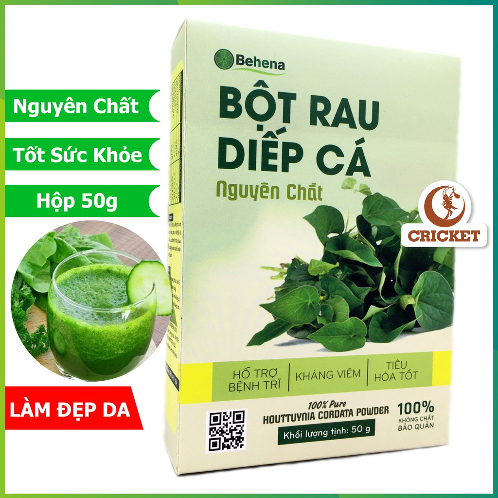 Bột Diếp Cá Nguyên Chất Sấy Lạnh Behena (50g) Hỗ Trợ Bệnh Trĩ, Ngừa Viêm, Hết Mụn Mờ Thâm, Làm Đẹp Da,Trắng Da, Detox